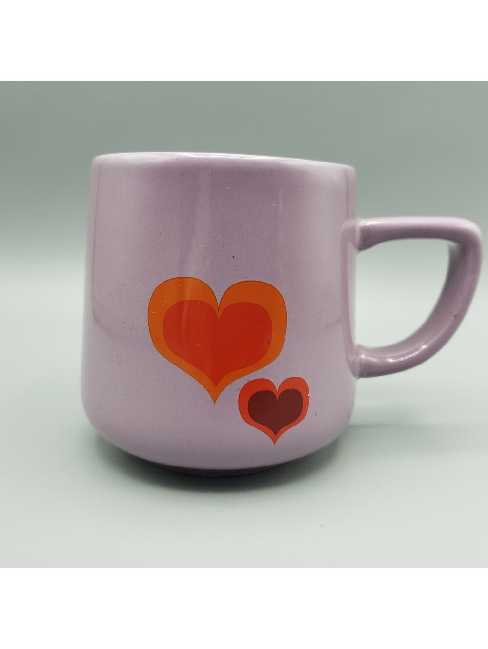 2018 Starbucks 12 oz Coffee Mug Purple with Red Hearts Cup Tea Ceramic